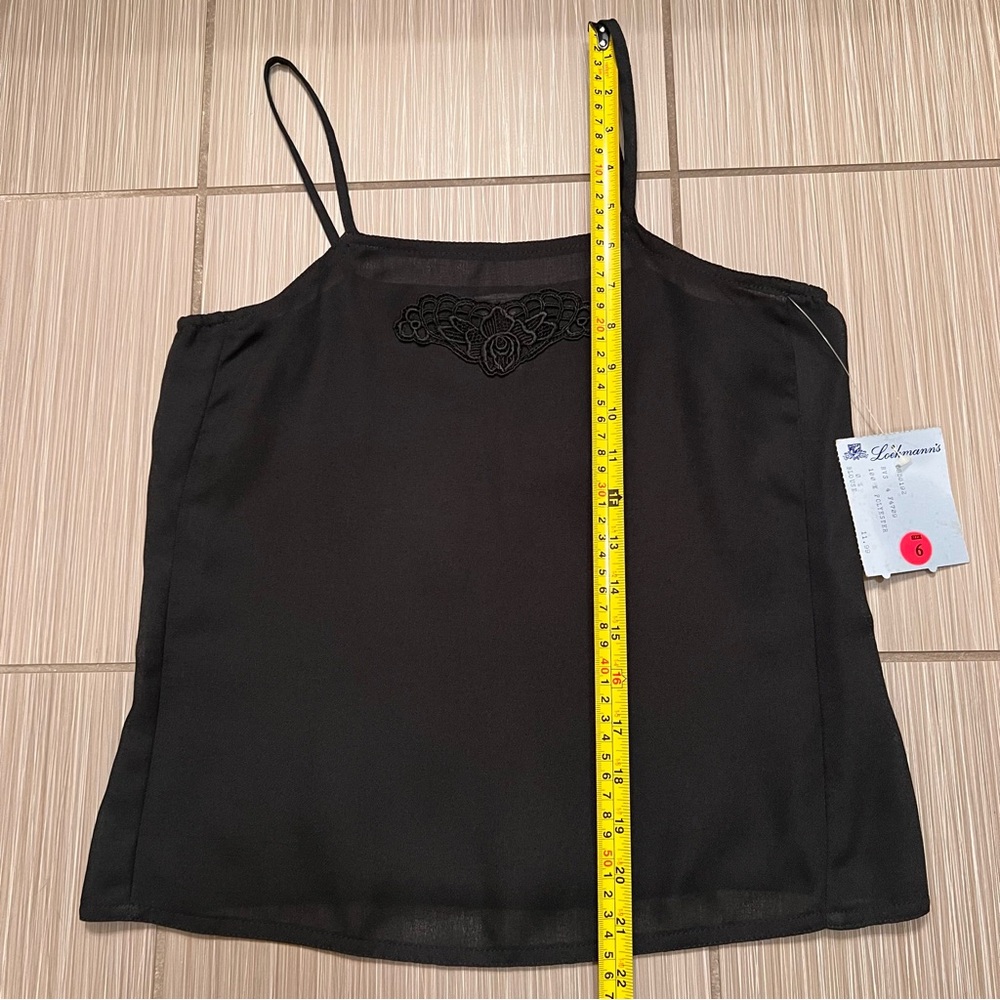 Vintage black cami camisole tank top lingerie XS 70s 80s NWT - Picture 9 of 10
